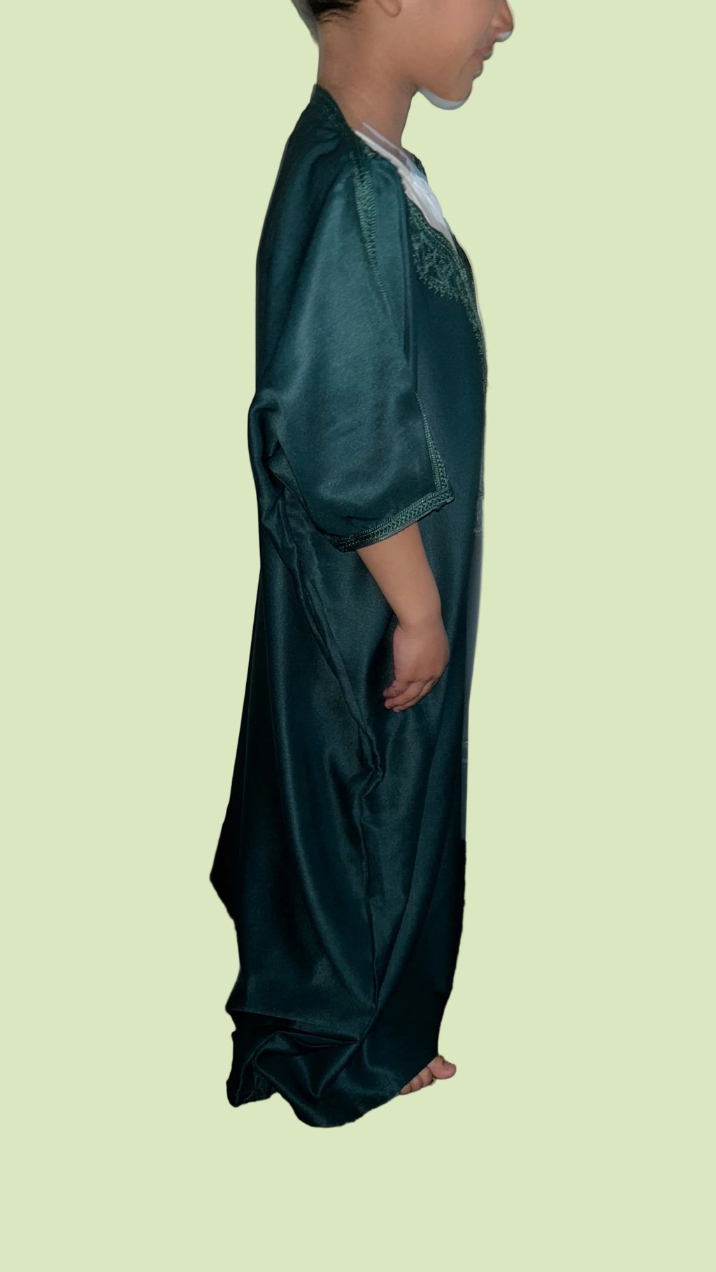 Boys Emerald Moroccan Thobe –  side View | Marwa London