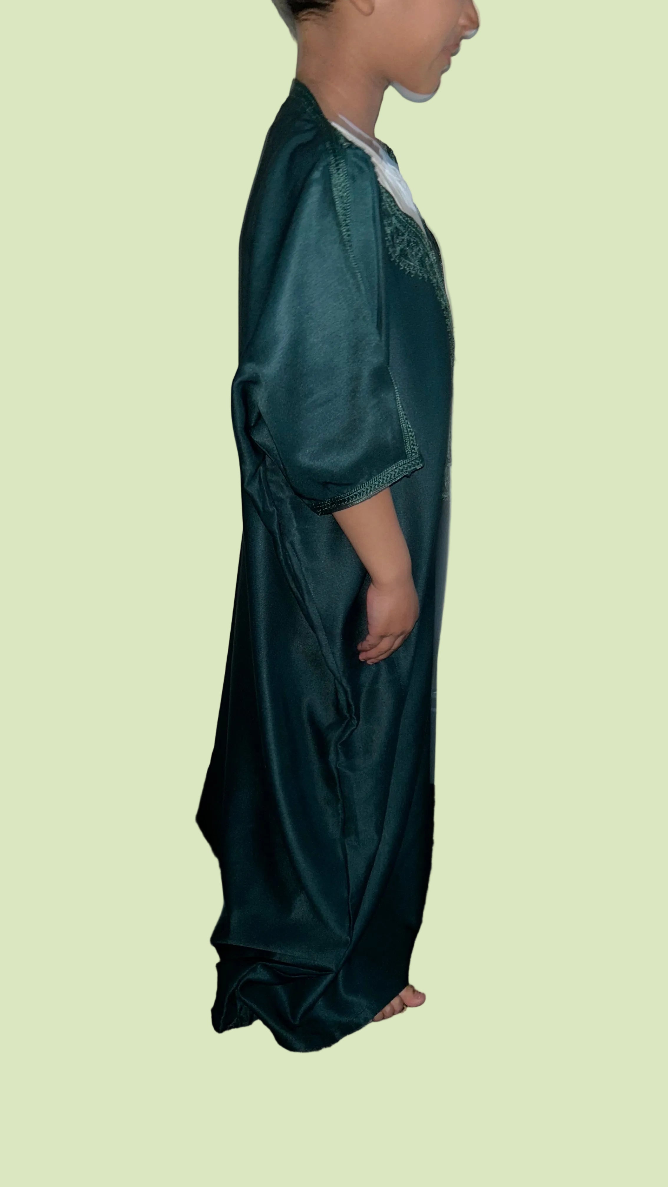 Boys Emerald Moroccan Thobe –  side View | Marwa London