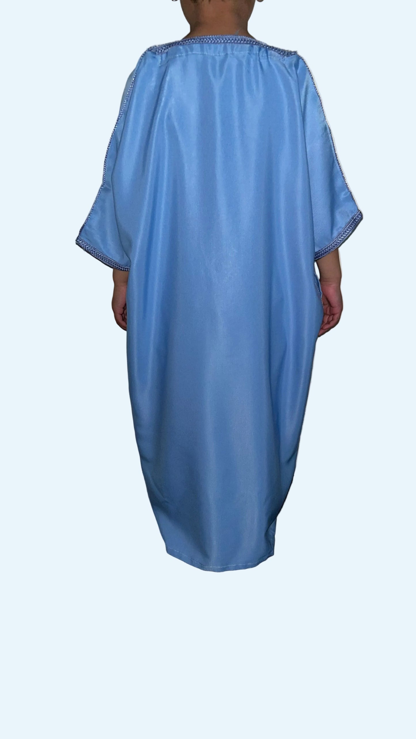 Boys sky blue Moroccan thobe – back view | Marwa London