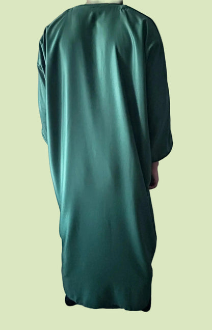 men's Emerald green Moroccan thobe, back view