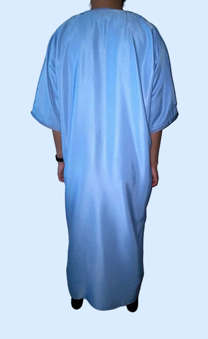 men's sky blue Moroccan thobe, back view
